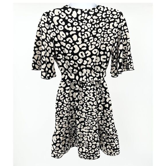 Allover Print Butterfly Sleeve Ruffle Hem Dress - Picture 7 of 7